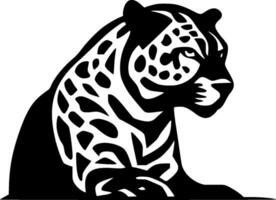 leopardo - negro y blanco aislado icono - vector ilustración