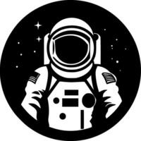 astronauta - negro y blanco aislado icono - vector ilustración