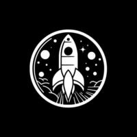 Rocket, Black and White Vector illustration