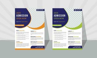 Set of school admission flyer designs. design set for a return to school flyer. a brochure for admission to the new term. Flyer design template for admission to schools. vector