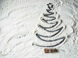 Shaped christmas tree of flour star and cinnamon. photo