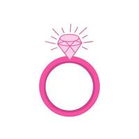 ring with diamond, wedding, pink doll ring. Illustration for printing, backgrounds and packaging. Image can be used for greeting cards, posters and stickers. Isolated on white background. vector