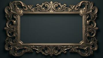 vintage luxury golden frame on black background photo