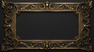 vintage luxury golden frame on black background photo