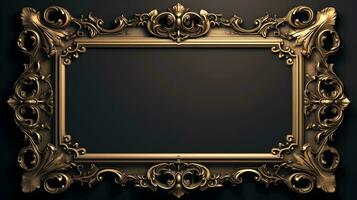 vintage luxury golden frame on black background photo