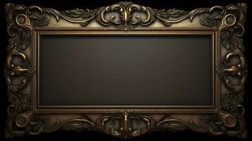 vintage luxury golden frame on black background photo