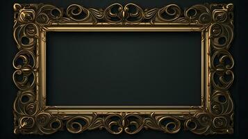 vintage luxury golden frame on black background photo