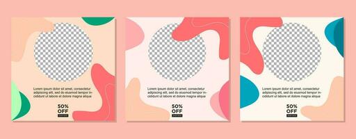 ABSTRACT SQUARE BACKGROUND SOCIAL MEDIA POST BANNER TEMPLATE SALES SET. EDITABLE COVER DESIGN PROMOTION SALE VECTOR