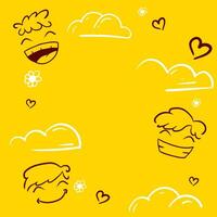 hand drawn world smile day background with doodle style vector