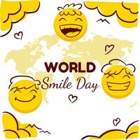 hand drawn world smile day background with doodle style vector