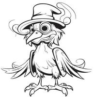 cute crow on halloween coloring page vector