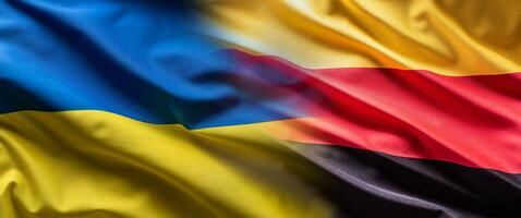 ondulación bandera concepto de Ucrania y Alemania simbolizando político conexión foto