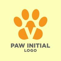 letter V dog paws initial vector logo design