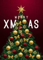 Festive Christmas tree banner. vector