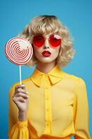 Woman lollipop candy beauty photo