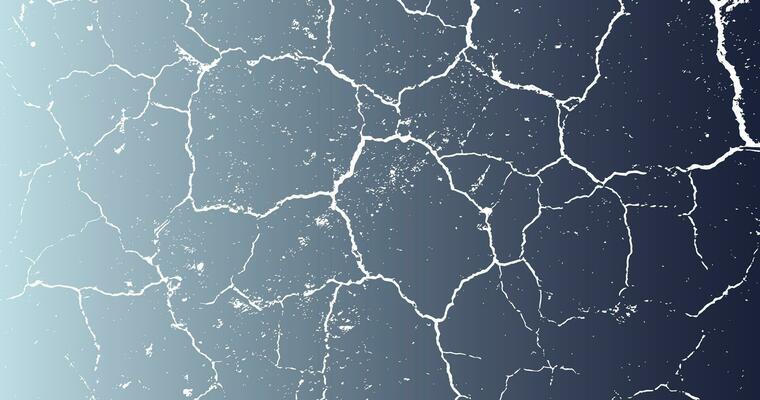 cracked and cracked wall background with blue sky,  grunge texture with gradient background, noise, broken, dark, black, abstract,