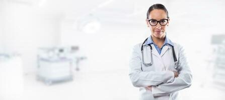 Medical doctor standing in front of surgery room photo