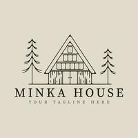 minka house traditional home japanese line art logo vector illustration template design.