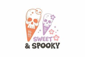 Sweet and Spooky Retro Halloween Typography T shirt design vector