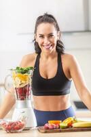 New year's fitness resolution - working out and healthy nutrition photo