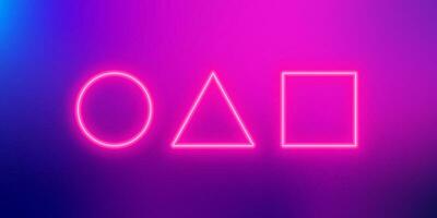 Set of neon pink shapes circle triangle square. vector