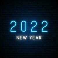 2022 New Year neon signboard. vector