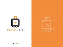 Professional modern minimalist online Shop logo design for marketing business vector