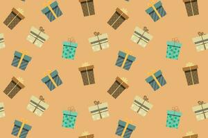 Abstract different gift box with snow flakes background. vector