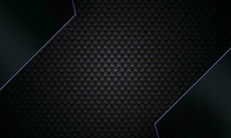 Dark carbon fiber background with abstract black metallic frame with stripes . vector