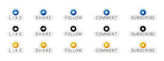 Social network signs set. Like, comment, share, icons. Vector scalable graphics