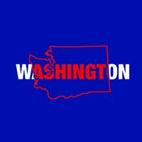 Washington map typography illustration with blue red color. vector