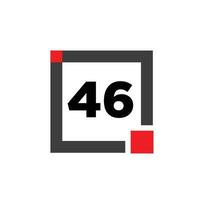 46 número con caja icono. 46 tipografía monograma. vector