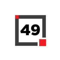 49 number with box icon. 49 typography monogram. vector