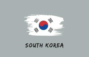 South Korea brush painted national country flag Painted texture white background National day or Independence day design for celebration Vector illustration