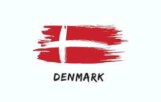 Denmark brush painted national country flag Painted texture white background National day or Independence day design for celebration Vector illustration