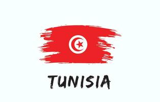 Tunisia brush painted national country flag Painted texture white background National day or Independence day design for celebration Vector illustration