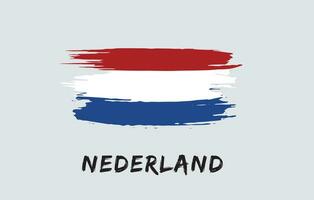 Nederland brush painted national country flag Painted texture white background National day or Independence day design for celebration Vector illustration