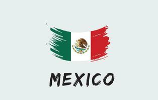 Mexico brush painted national country flag Painted texture white background National day or Independence day design for celebration Vector illustration
