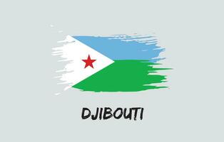 Djibouti brush painted national country flag Painted texture white background National day or Independence day design for celebration Vector illustration