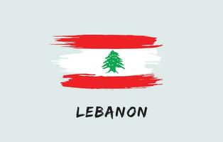 Lebanon brush painted national country flag Painted texture white background National day or Independence day design for celebration Vector illustration