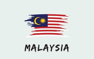 Malaysia brush painted national country flag Painted texture white background National day or Independence day design for celebration Vector illustration