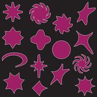 Retro futuristic elements for design. Collection of abstract graphic geometric symbols and objects in y2k style. vector