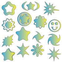Retro futuristic elements for design. Collection of abstract graphic geometric symbols and objects in y2k style. vector