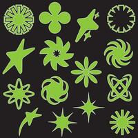 Retro futuristic elements for design. Collection of abstract graphic geometric symbols and objects in y2k style. vector