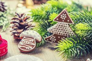 Christmas. Christmas ball pastry gingerbread pine cone and decoration. Christmas time photo