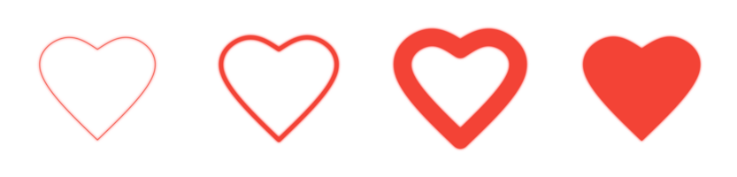 coração forma ícone definir, vermelho amor ícone png