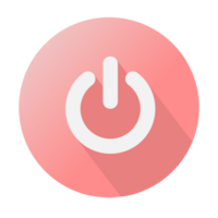 simple power button icon design on red circle background png