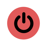 simple power button icon design on red circle background png