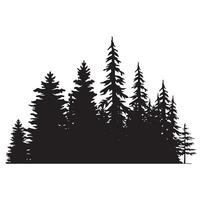Vintage trees and forest silhouettes set in monochrome style isolated vector illustration