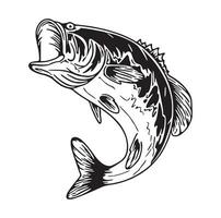 Black and white of largemouth bass fish vector